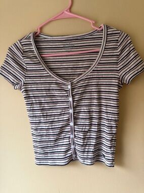 Hollister Striped Button-Front baby tee